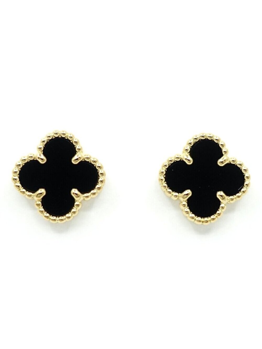 Van Cleef & Arpels 18k Yellow Gold Sweet Alhambra Earrings Onyx